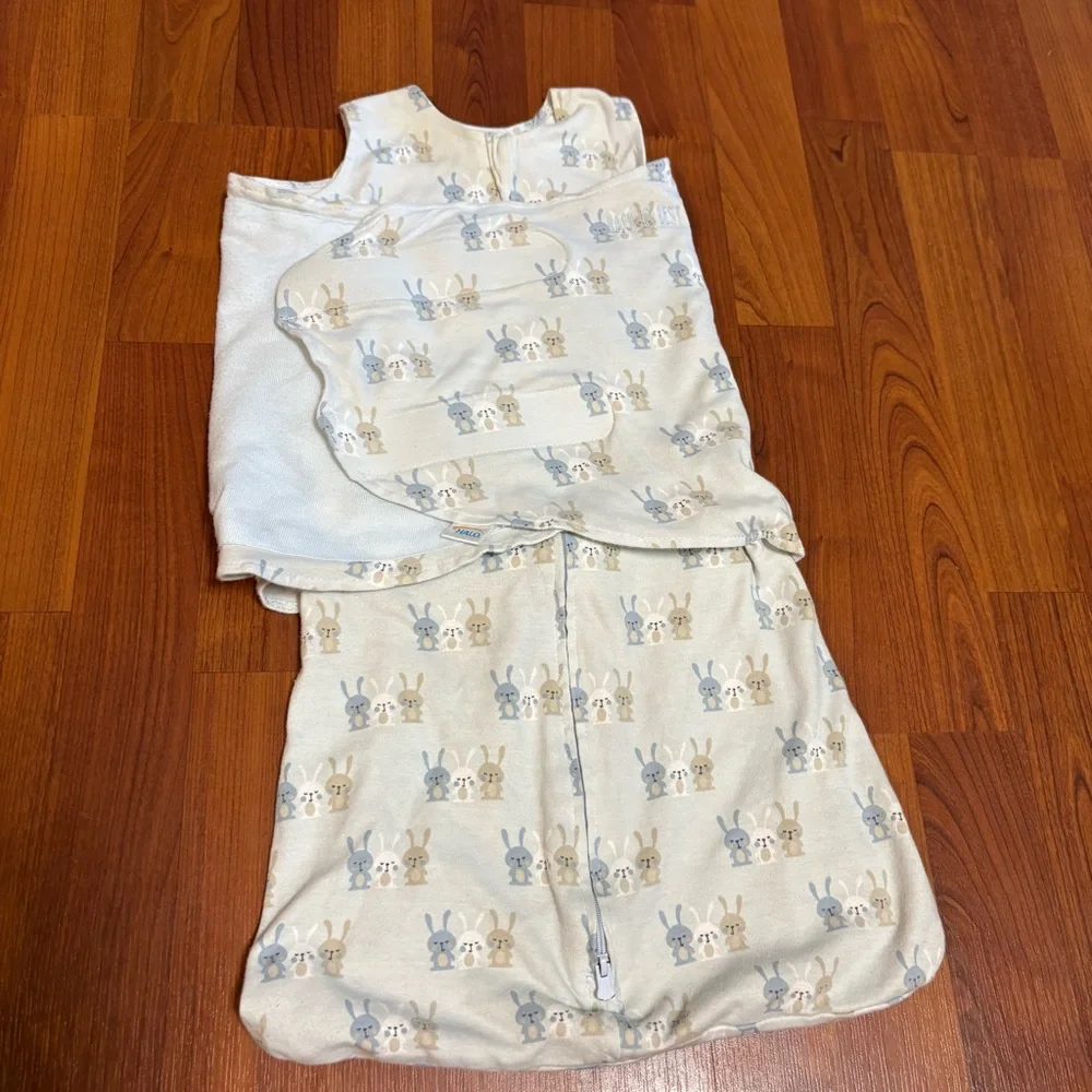 Halo SleepSack Swaddle in Light Blue with Rabbit Pattern - Picture 4 of 5